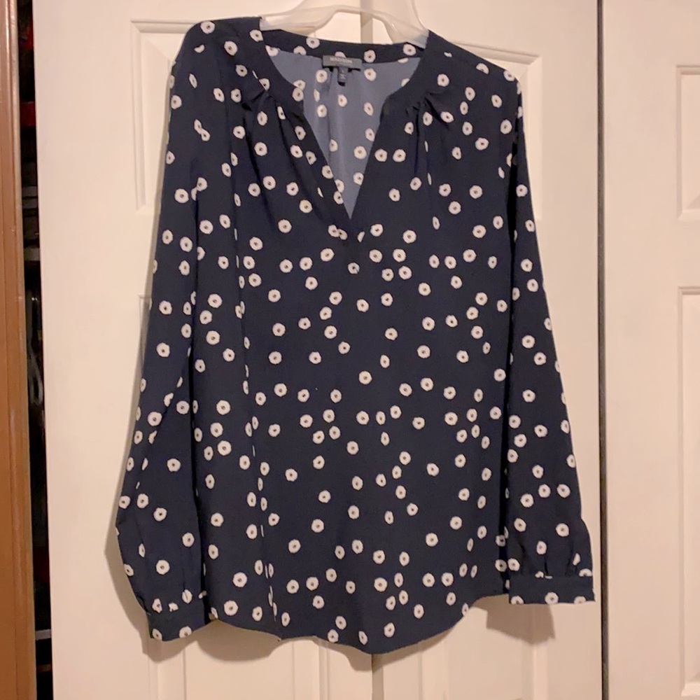Madison navy blue blouse with white flowers